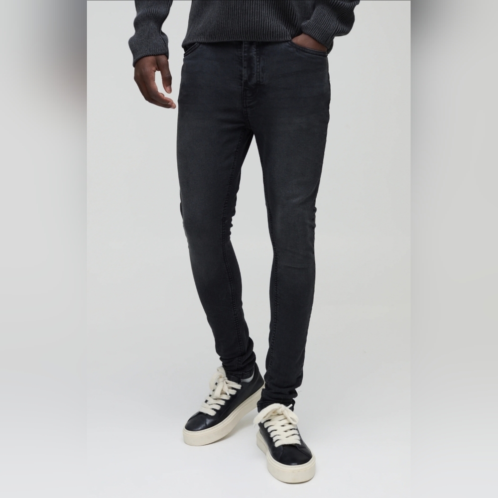Boohooman Black Denim Super Skinny Stretch Jean